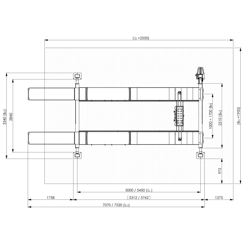 Podnośnik czterokolumnowy AMI  5,5 N-WAY